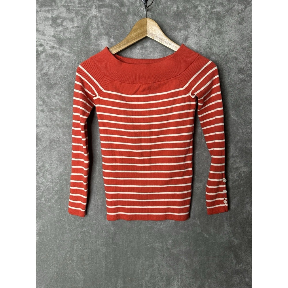 Banana Republic Sweater Womens Extra Small Cotton Blend Knit Orange‎ Stripe